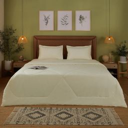 Solid Dyed 240 GSM Cotton Ivory Double Comforter | Paleto