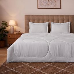 Solid Dyed 240 GSM Cotton White Double Comforter | Paleto