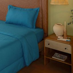 Solid Dyed 120 GSM Cotton Mineral Single Comforter | Paleto