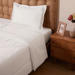 Solid Dyed 120 GSM Cotton White Single Comforter | Paleto