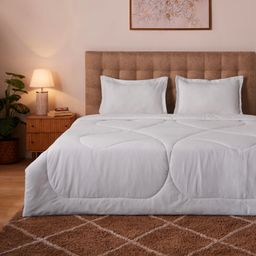 Solid Dyed 120 GSM Cotton White Double Comforter | Paleto
