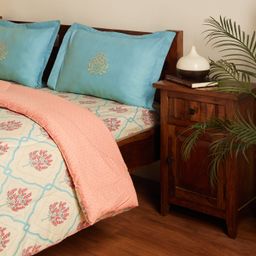 Indian Heritage 144 TC Cotton Sage Bloom Double Bedding Set | Chippa Lane