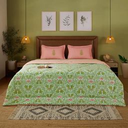 Indian Heritage GSM 100% Cotton Sage Mint Double Comforter | Chippa Lane