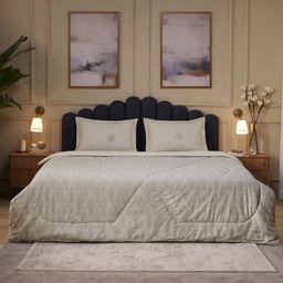 Ethnic 120 GSM 100% Cotton Grey Double Comforter | Fergana
