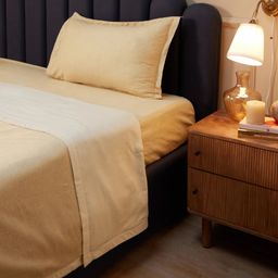 Textured 250 TC 100% Cotton Beige Single Dohar | Yutori