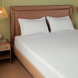 Geometric 144 TC 100% Cotton Blue Double Bedsheet Set | Bloomshire Classic