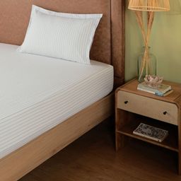 Geometric 144 TC 100% Cotton Blue Single Bedsheet Set | Bloomshire Classic