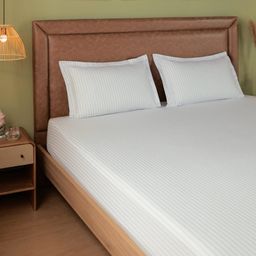 Geometric 144 TC 100% Cotton Blue Queen Fitted Sheet Set | Bloomshire Classic