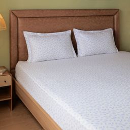 Floral 144 TC 100% Cotton Purple King Fitted Sheet Set | Bloomshire Classic