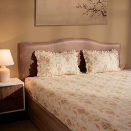 Floral 200 TC 100% Cotton Multicolour King Fitted Sheet Set | Bloomshire Luxe