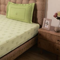 Indian Heritage 144 TC 100% Cotton Indian Moss Single Bedsheet Set | Chippa Lane