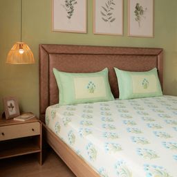 Indian Heritage 144 TC 100% Cotton Indian Sage Double Bedsheet Set | Chippa Lane