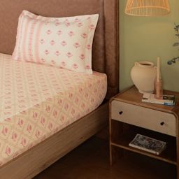Indian Heritage 144 TC 100% Cotton Red Single Bedsheet Set | Chippa Lane