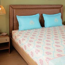 Indian Heritage 144 TC 100% Cotton Sage Bloom Double Bedsheet Set | Chippa Lane