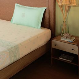 Indian Heritage 144 TC 100% Cotton Sage Single Bedsheet Set | Chippa Lane