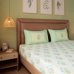 Indian Heritage 144 TC 100% Cotton Indian Sage King Fitted Sheet Set | Chippa Lane
