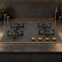 Intellia Matt 4-burner Brass Hob | FFD | Auto Ignition - 60 cm