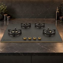 Intellia Matt 4-burner Brass Hob | FFD | Auto Ignition - 90 cm