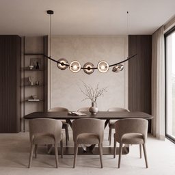 Livspace Axon 5 Head Chandelier | Smoked Grey + Black