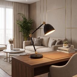 Livspace Baker 23 Black Metal Study Lamp | Black Matt