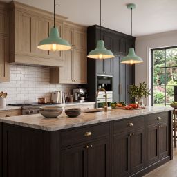 Livspace Bezel Green Metal Pendant Light | Blue