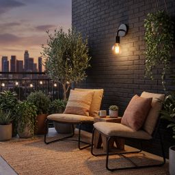 Livspace Castle Black Metal Wall Light | Black