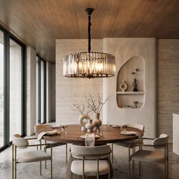 Livspace Haze 10 Head Chandelier | Smoked Grey + Black