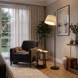 Livspace Nordic Black Metal Floor Lamps | Black Matt