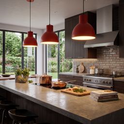 Livspace Otro Opi Red Metal Pendant Light | Orange