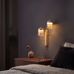 Livspace Peal Twin Wall Light | Gold + Amber