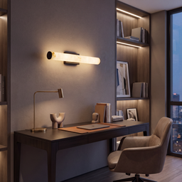 Livspace Spar Wall Light | White + Antique Brass