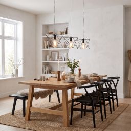 Livspace Ziva Nordic Black Metal Pendant Light | Black