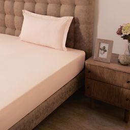 Solid Dyed 144 TC 100% Cotton Veiled Rose Single Bedsheet Set | Paleto