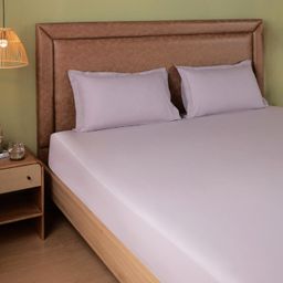 Solid Dyed 144 TC 100% Cotton Grey Lavender King Fitted Sheet Set | Paleto