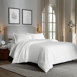 Solid Dyed 800 TC 100% Cotton White Super King Bedsheet Set | Pelushe