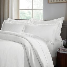 Solid Dyed 1000 TC 100% Cotton White King Fitted Sheet Set | Ricaso