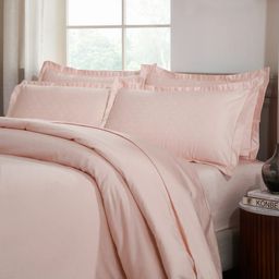 Solid Dyed 1000 TC 100% Cotton Veiled Rose King Fitted Sheet Set | Ricaso
