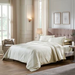 Solid Dyed 400 TC 100% Cotton Ivory King Fitted Sheet Set | Seraya