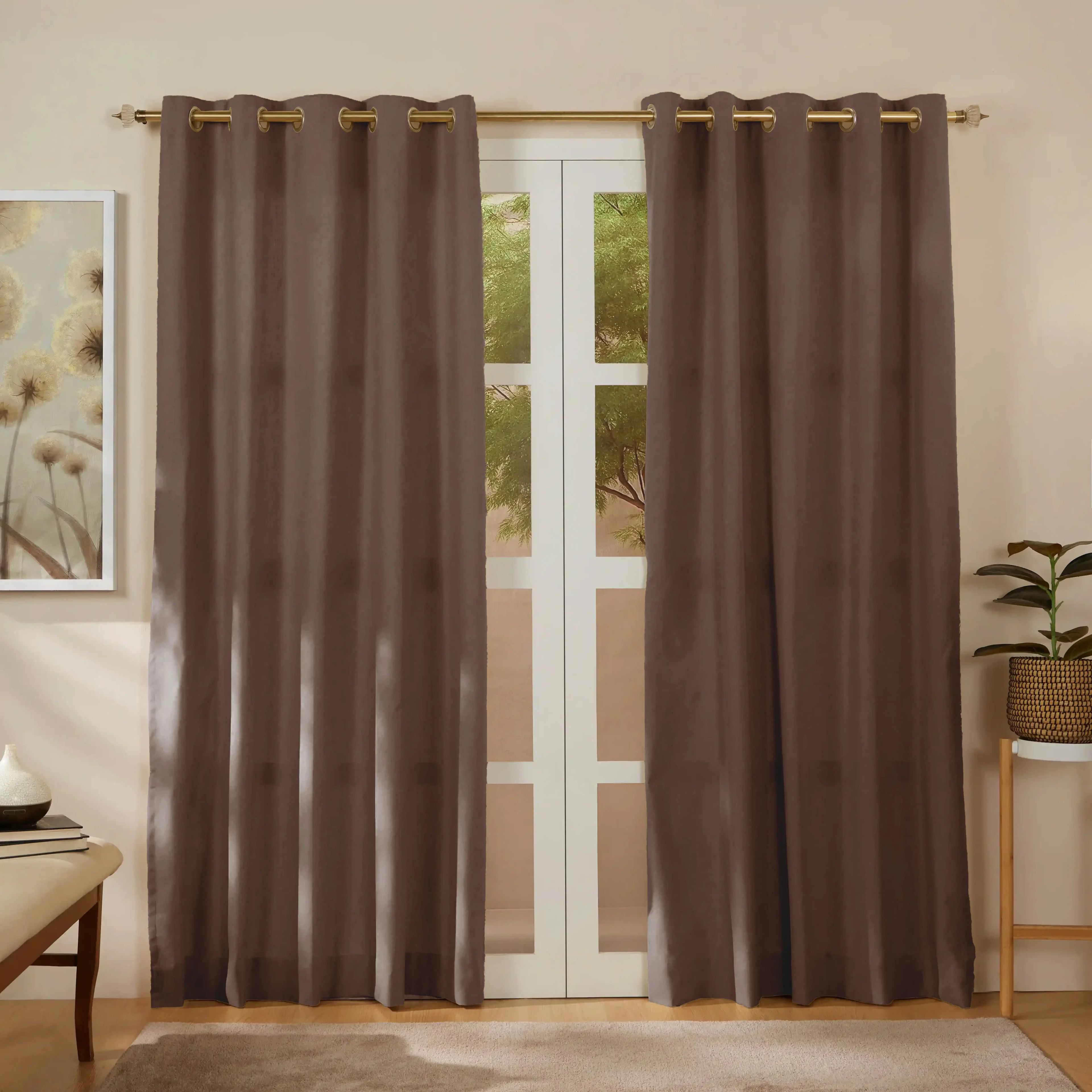 Pelushe Set of 2 100% Cotton Solid Readymade Curtains | Everyday Hues