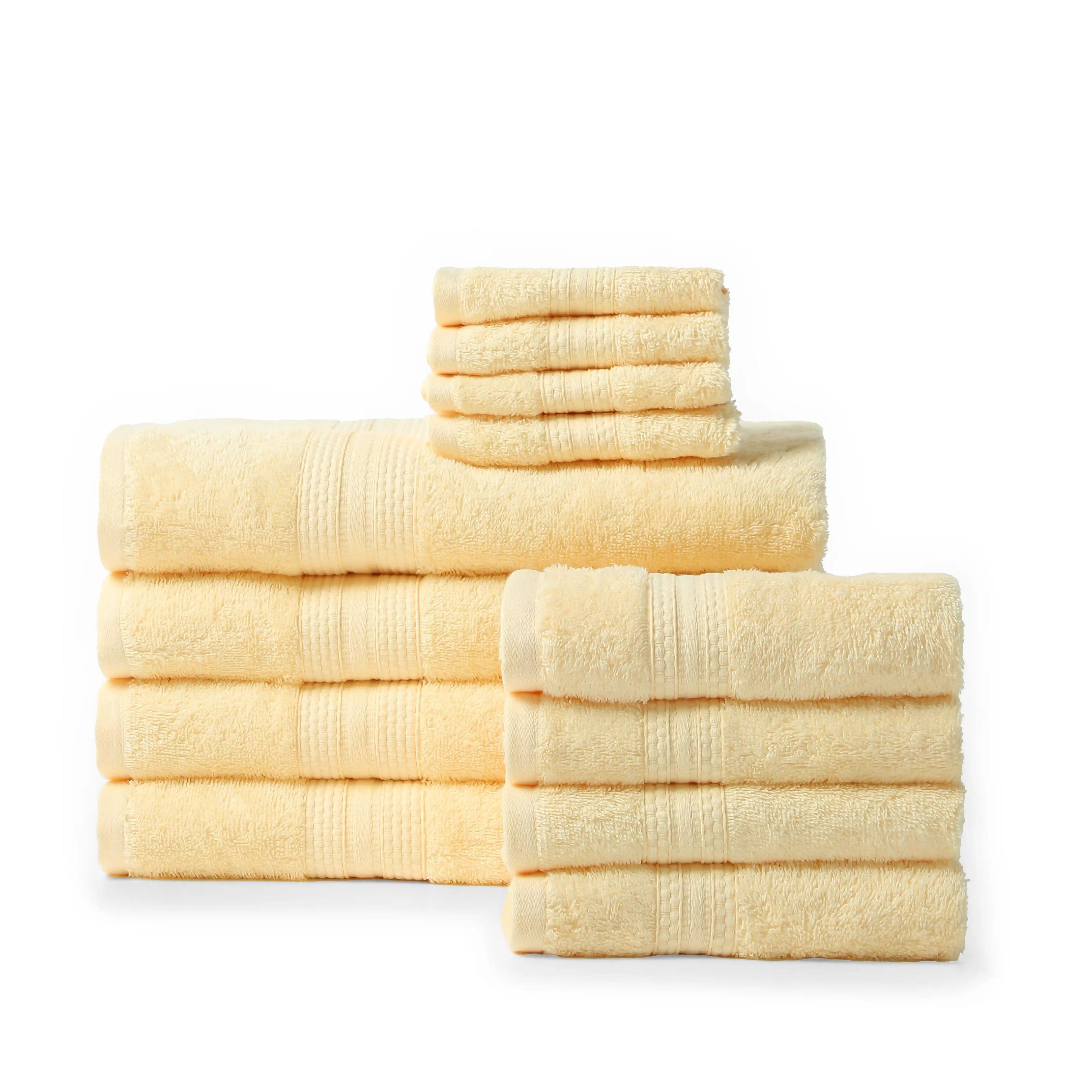 Paleto | Everyday Essentials Absorbent Ring Spun Cotton 12 Piece Terry Towel Set | Set of Bath, Hand & Face Towels