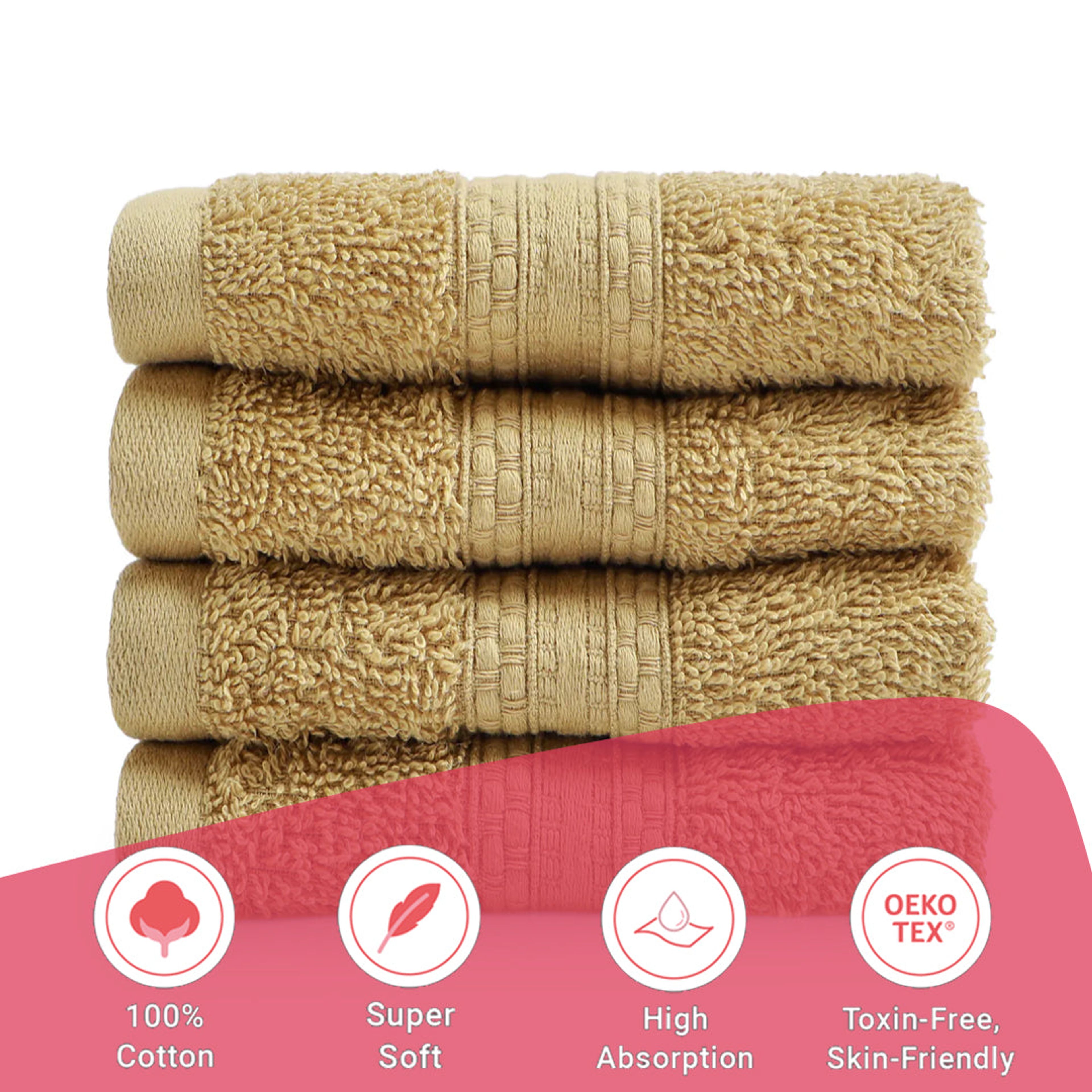 Paleto | Everyday Essentials Absorbent Ring Spun Cotton Terry Face Towels | Set of 4
