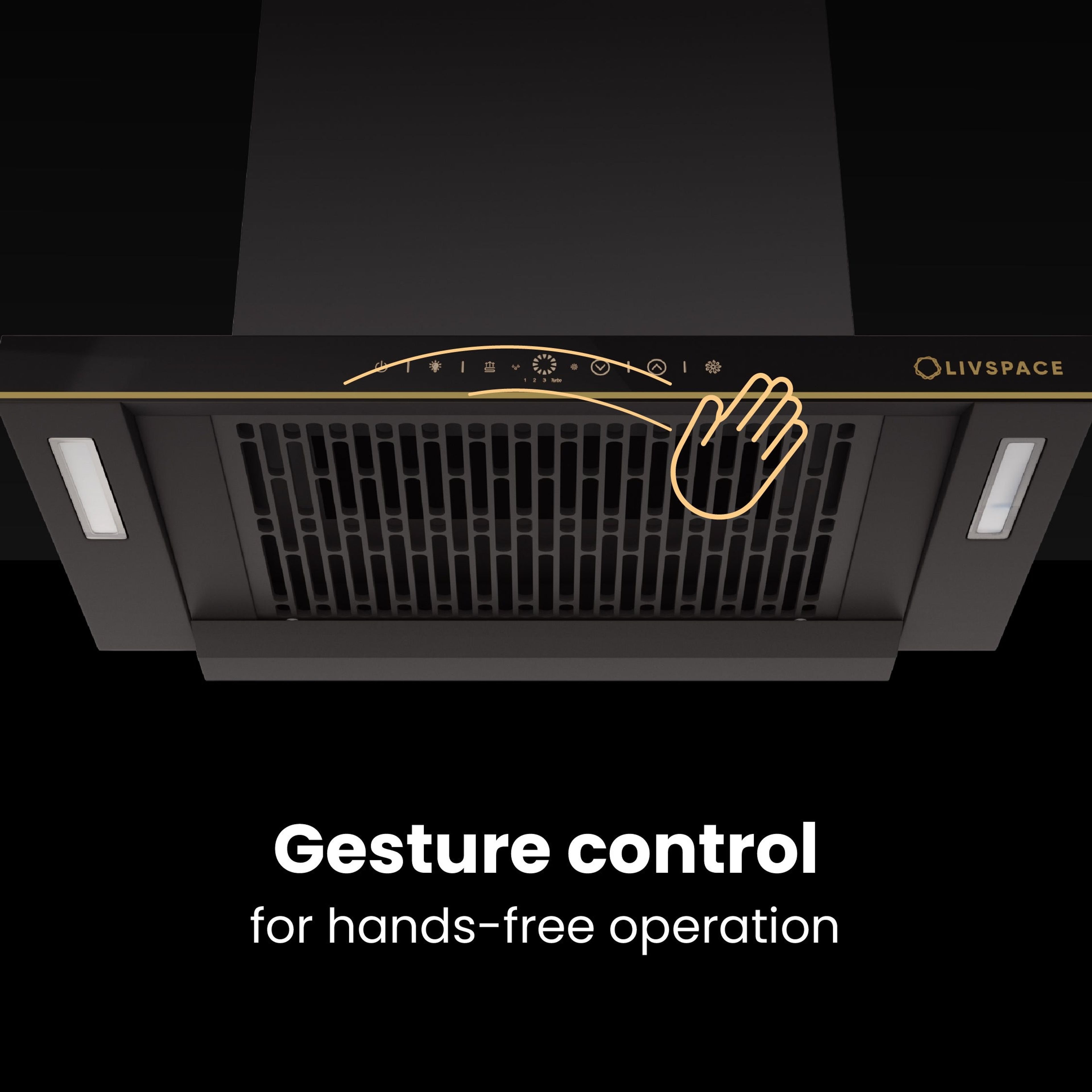 Intellia by LIVSPACE T-shape shape BLDC autoclean Filterless 600mm 1600m3/h suction Chimney & 3 Brass Burner Gloss finish 770mm with Auto Ignition Cooktop with installation (Ducted) | Intellia CH T 60 & Intellia CT 77 3B