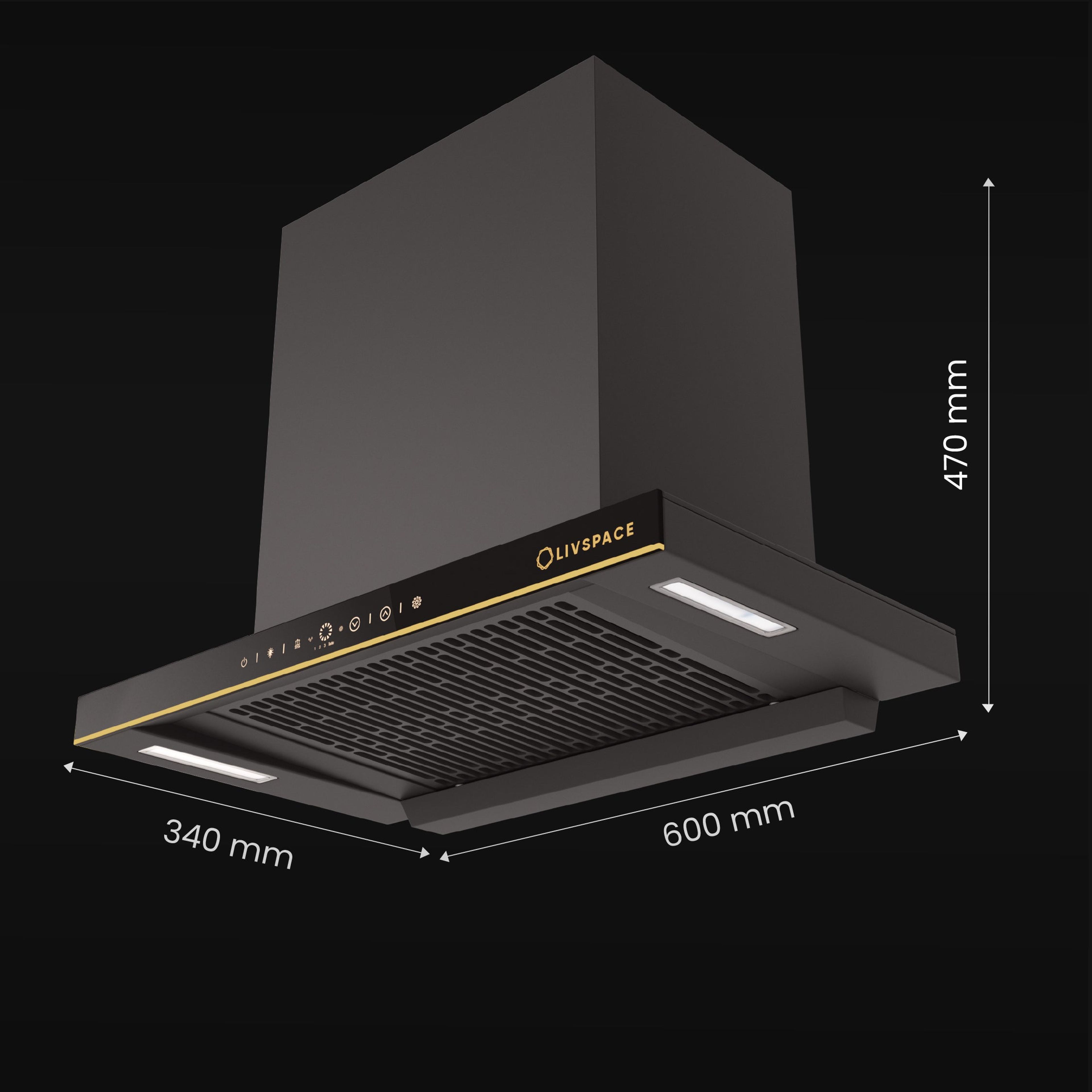 Intellia by LIVSPACE T-shape shape BLDC autoclean Filterless 600mm 1600m3/h suction Chimney & 3 Brass Burner Gloss finish 770mm with Auto Ignition Cooktop with installation (Ducted) | Intellia CH T 60 & Intellia CT 77 3B