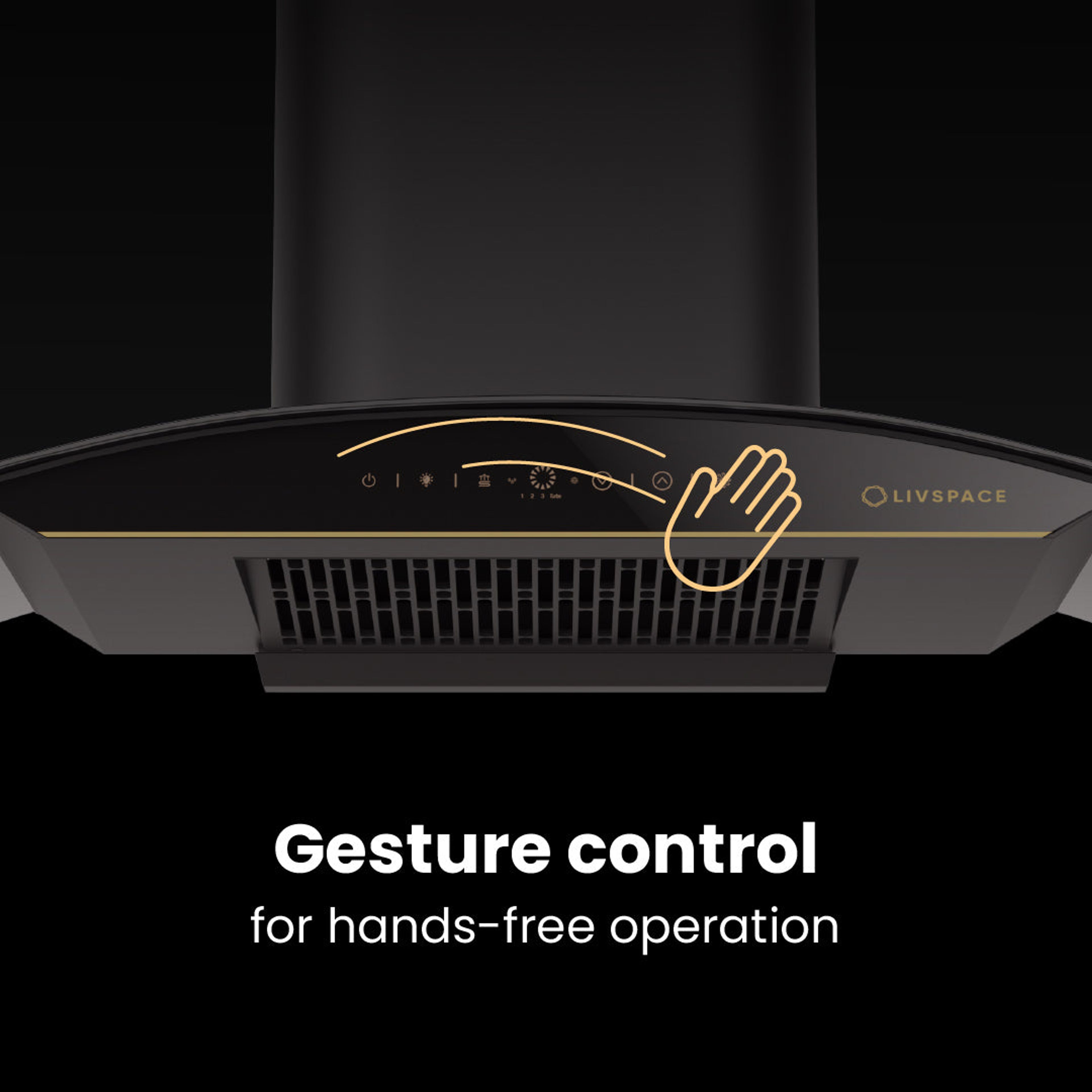 Intellia Series by LIVSPACE Inclined shape BLDC autoclean Filterless 900mm 1600m3/h suction Chimney & 4 Brass Burner Gloss finish 750mm with Auto Ignition Cooktop with installation (Ducted) | Intellia CH I 90 & Intellia CT 75 4B