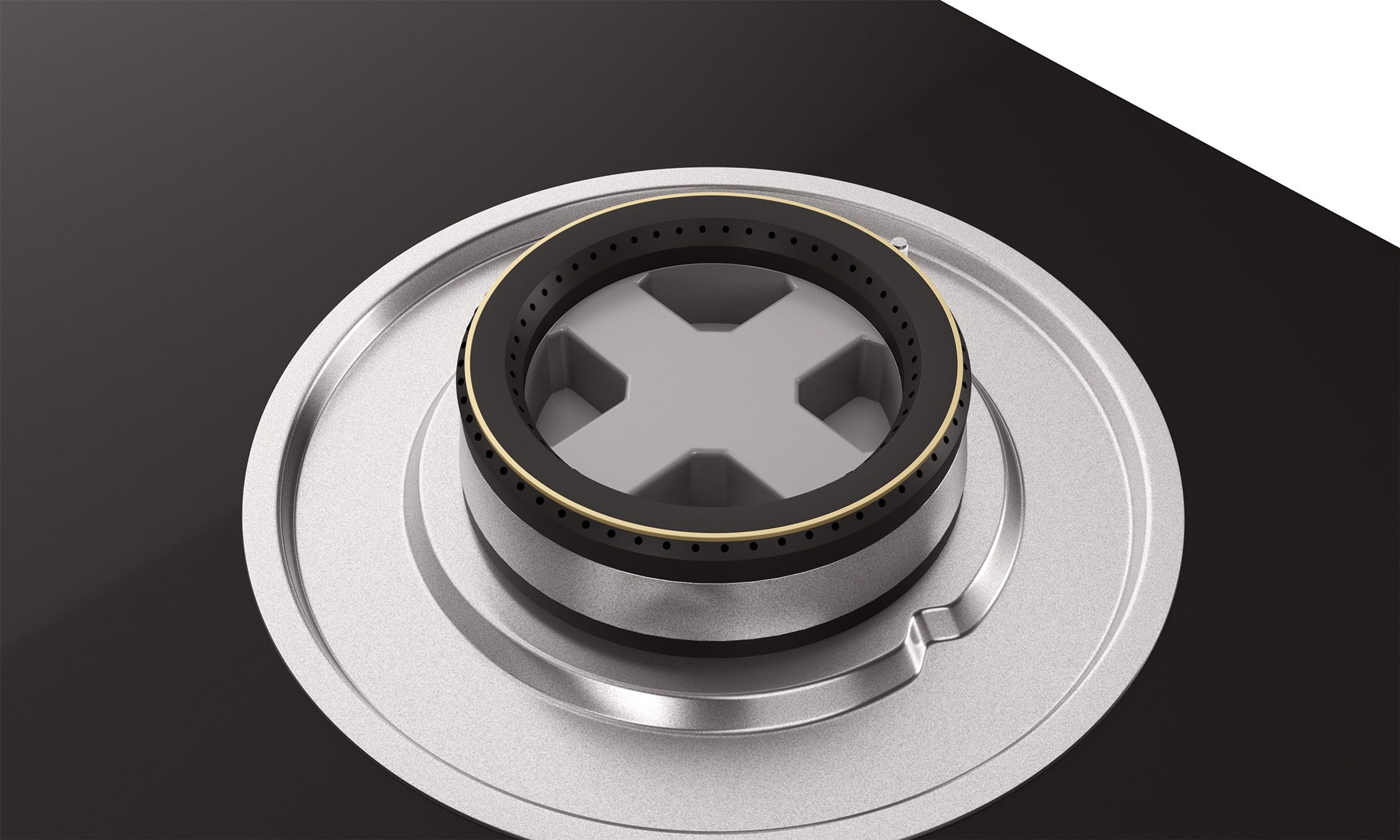 Optima by Livspace 4 Brass Burner 900mm with Auto Ignition gloss finish Hob | Optima HB 4B 90