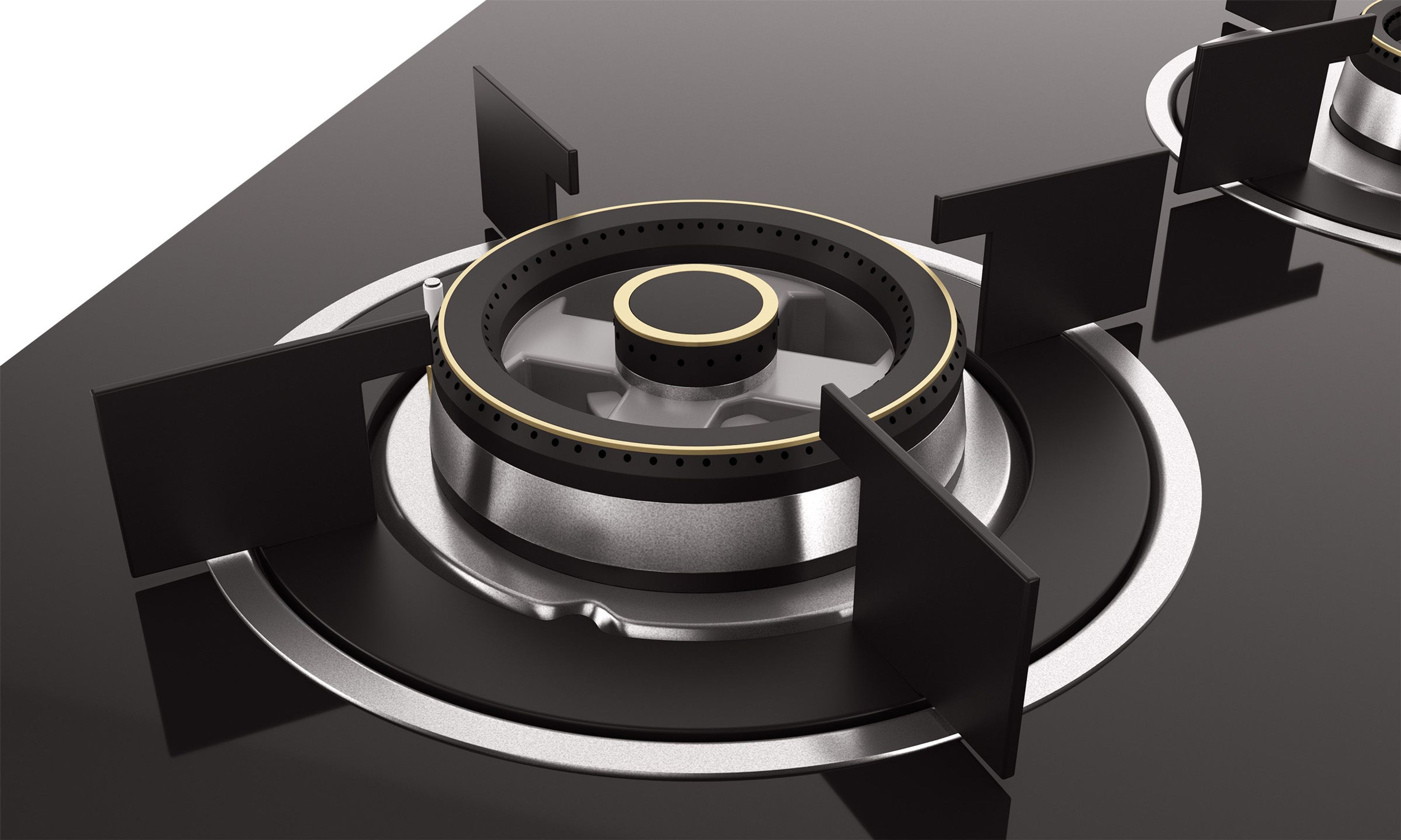 Optima by Livspace 4 Brass Burner 900mm with Auto Ignition gloss finish Hob | Optima HB 4B 90