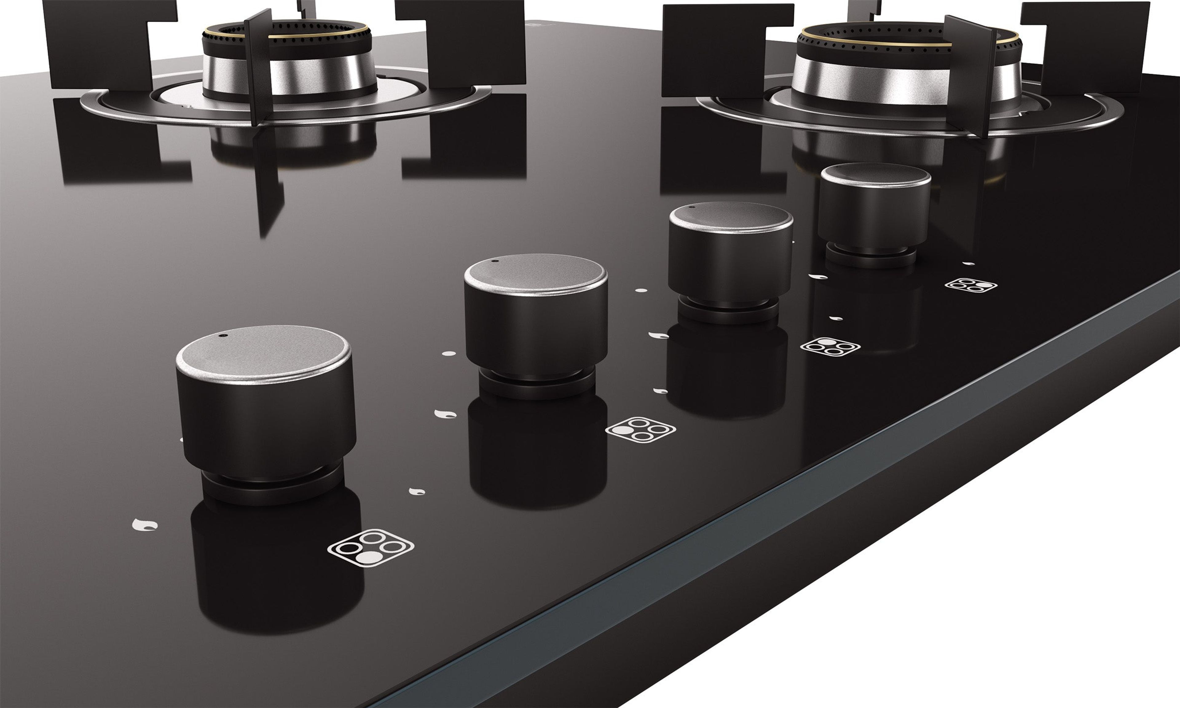 Optima by Livspace 4 Brass Burner 900mm with Auto Ignition gloss finish Hob | Optima HB 4B 90