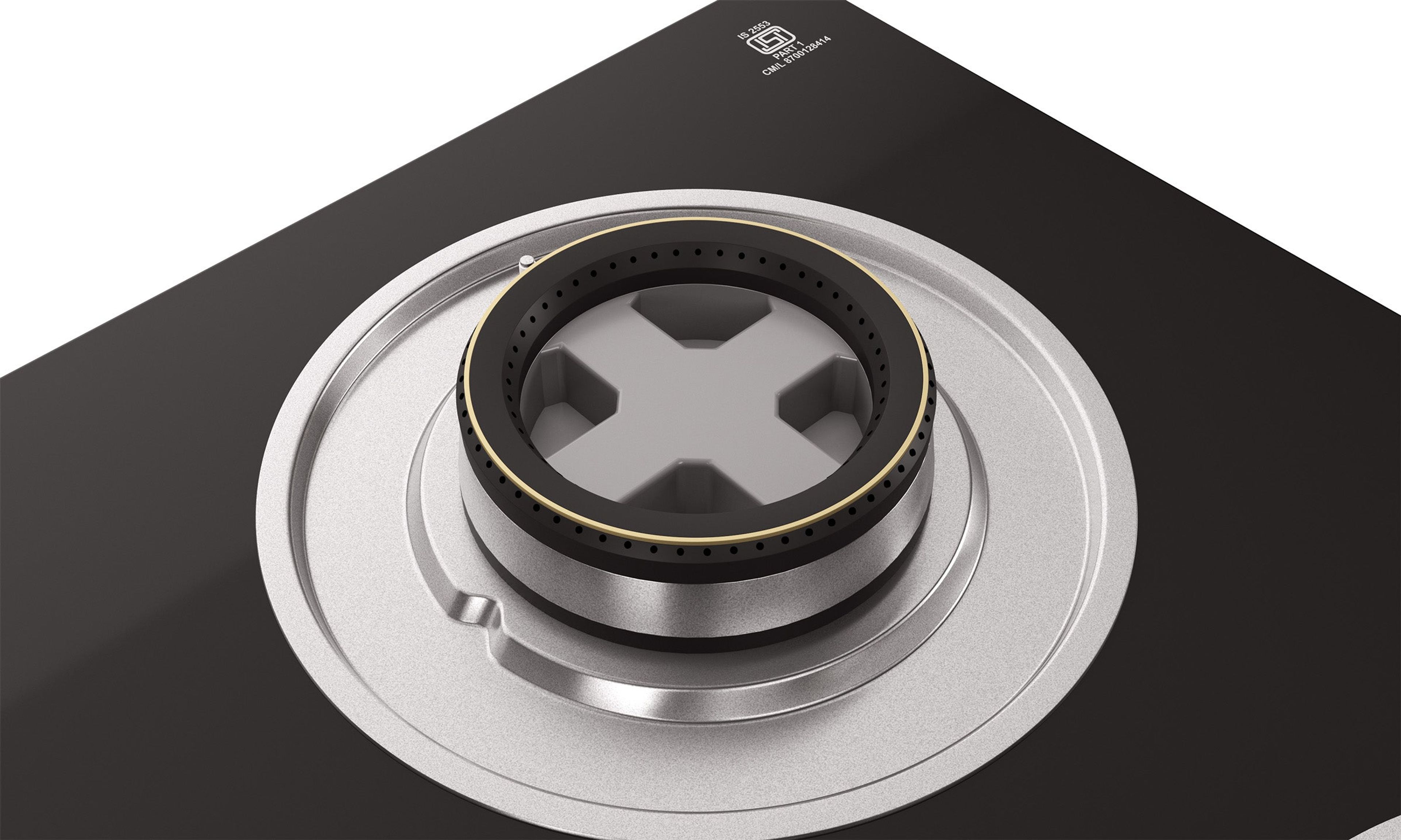 Optima by Livspace 4 Brass Burner 600mm with Auto Ignition gloss finish Hob | Optima HB 4B 60