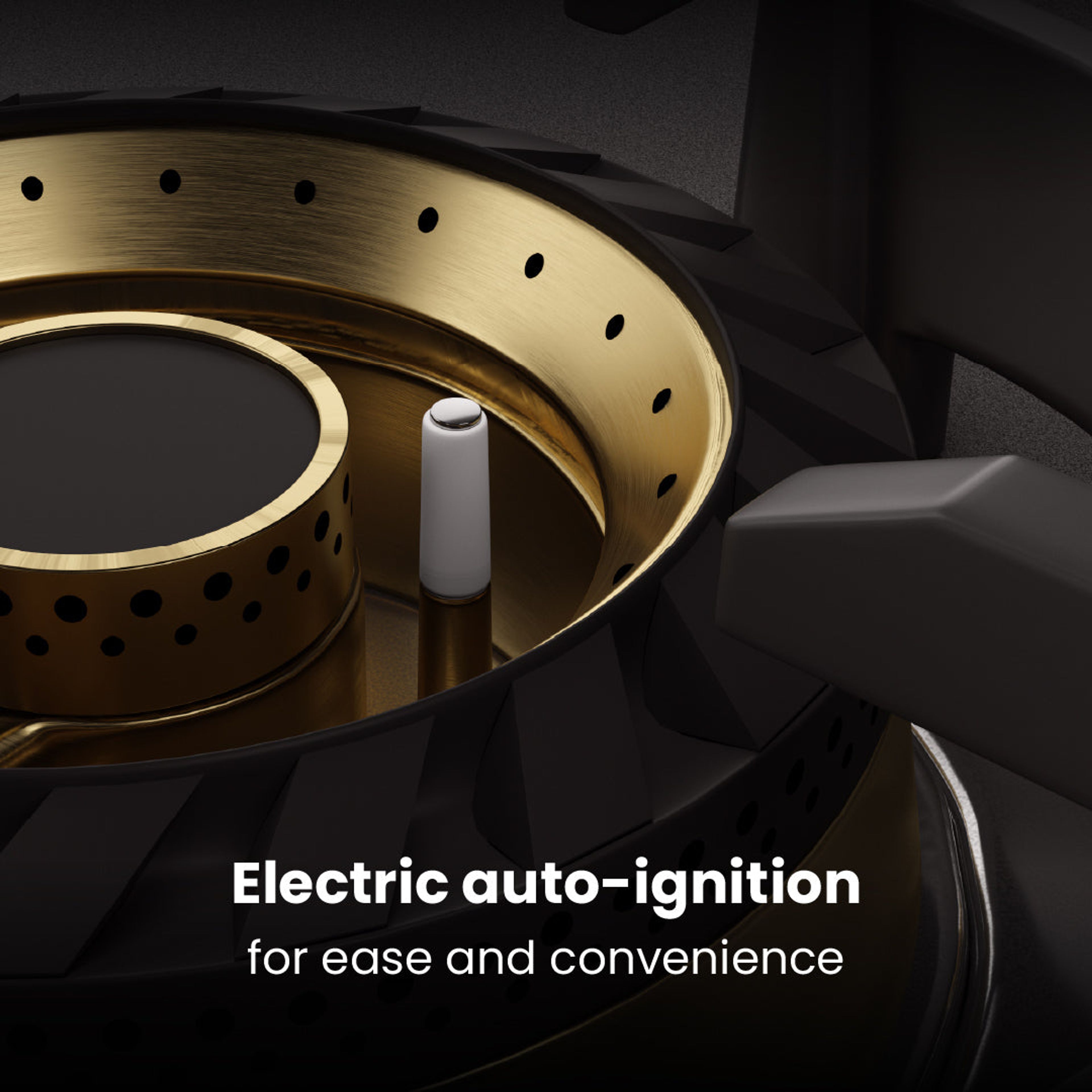 Intellia by Livspace 4 Brass Burner 595mm with Auto Ignition Matt finish Hob | Intellia HB 4B M 60