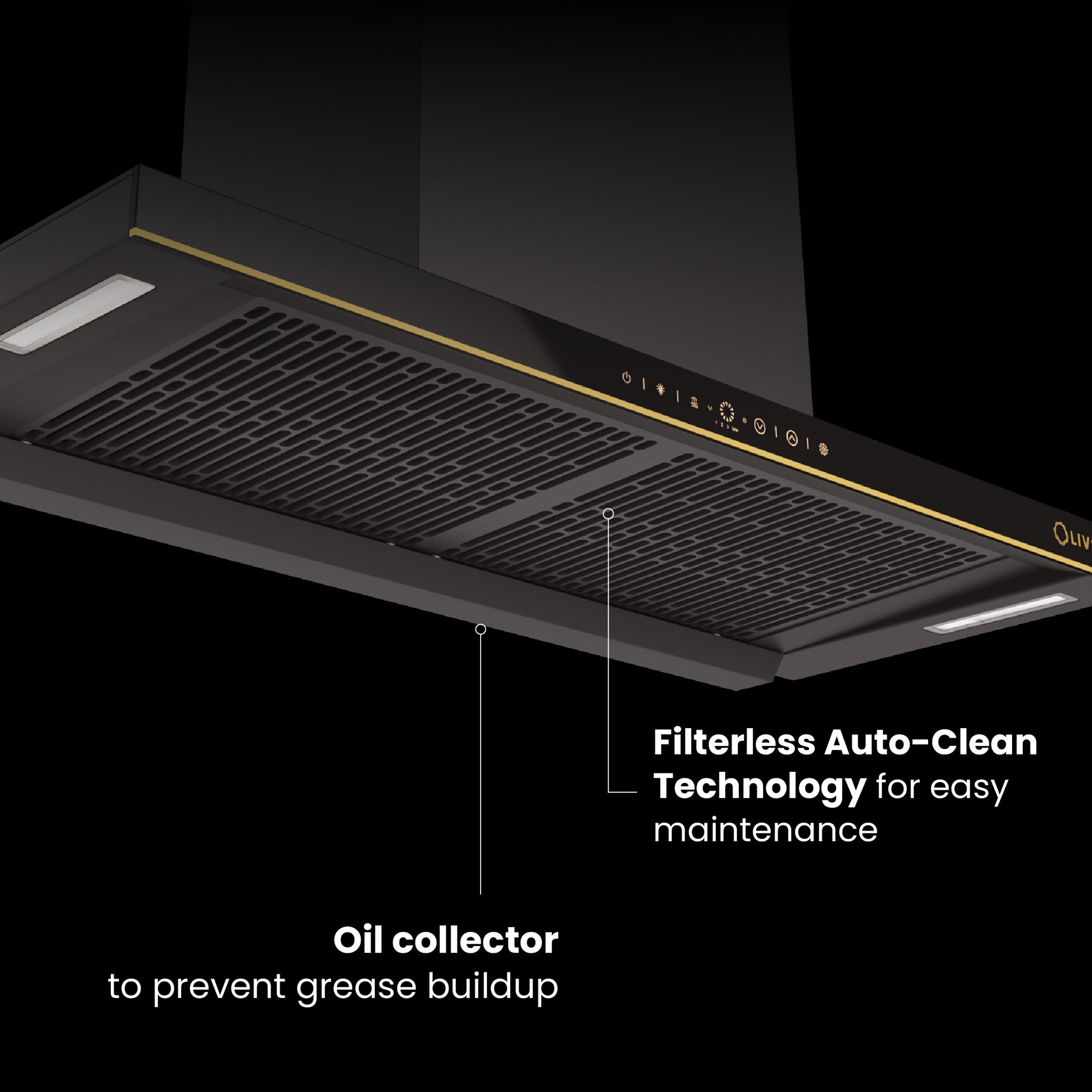 Intellia by Livspace AutoClean Curve Shape BLDC chimney 900mm size 1600m3/h suction power (Ducted) | Intellia CH T 90